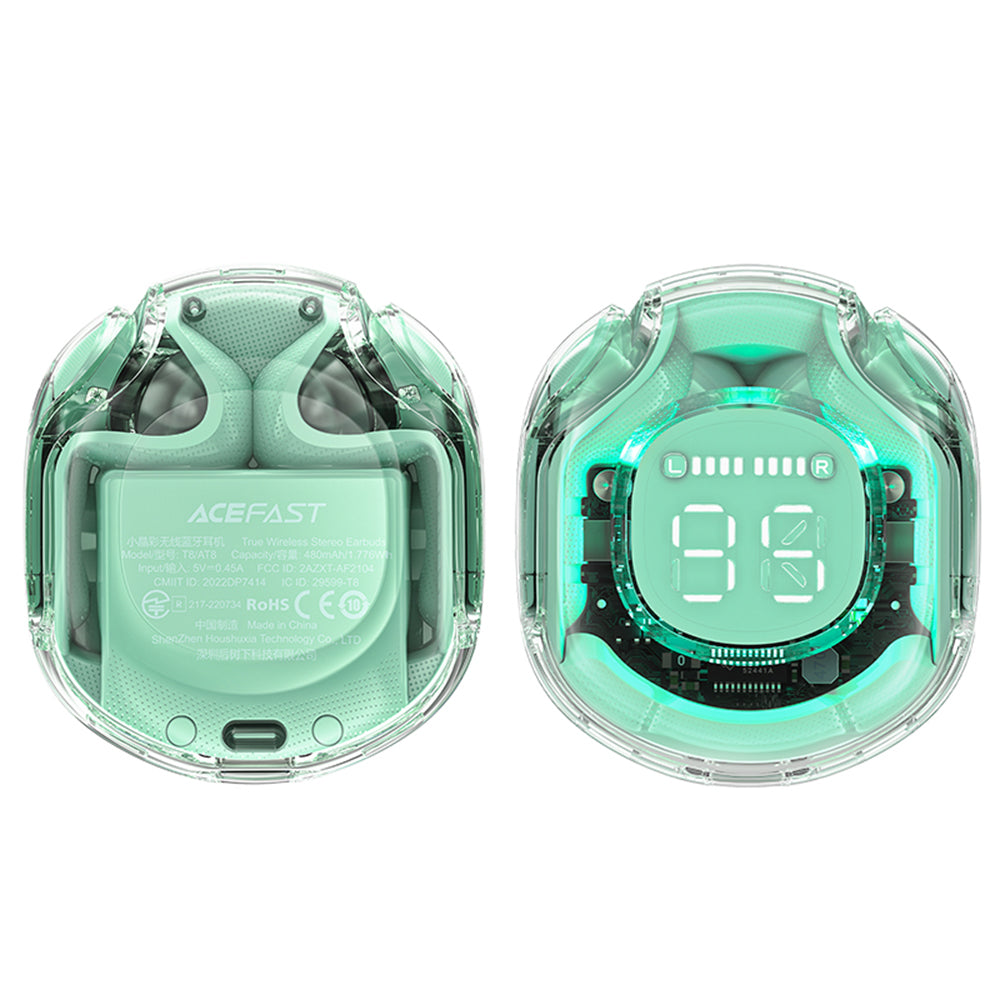 Handsfree Bluetooth Acefast T8, TWS, Grønn