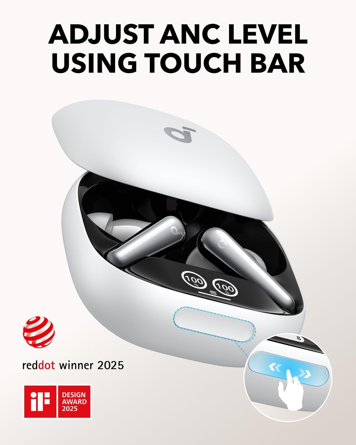 Bluetooth-håndfri Anker SoundCore Liberty 4 Pro, TWS, ANC, Hvit A3954G21