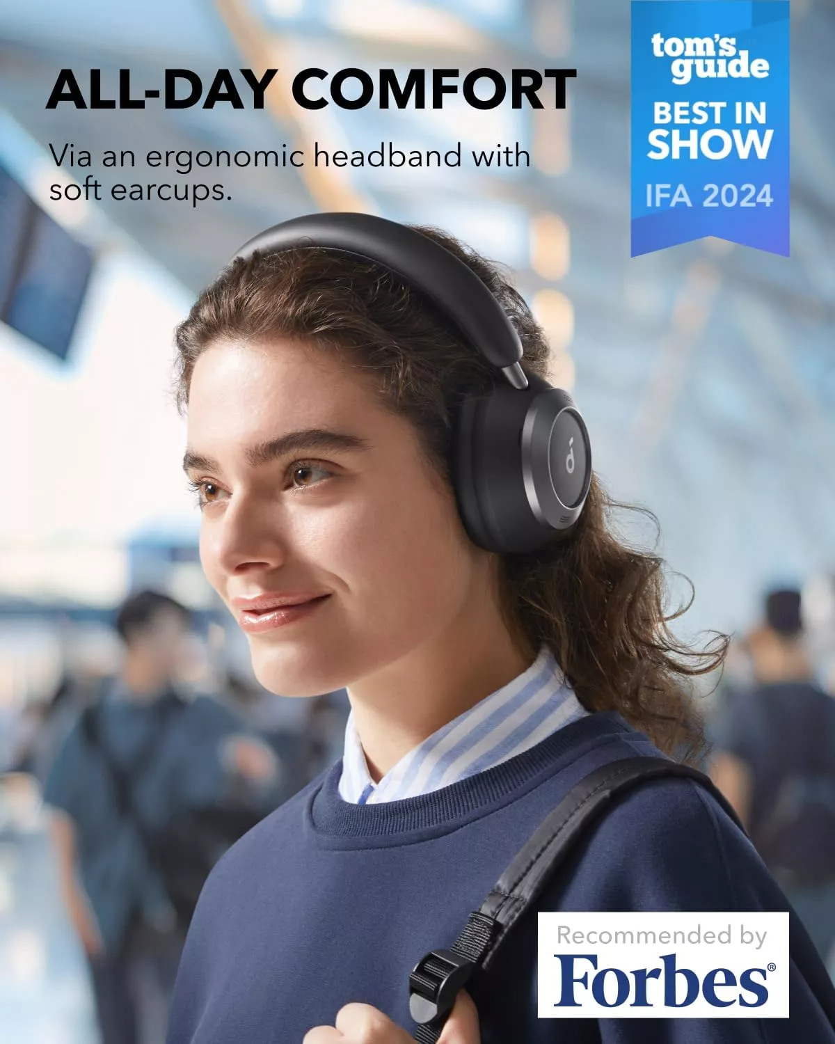 Handsfree Bluetooth Anker SoundCore Space One Pro, A2DP, ANC, Svart A3062G11