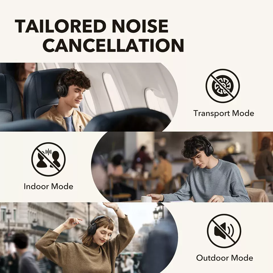 Handsfree Bluetooth Anker SoundCore Q30, A2DP, ANC, Svart A3028313
