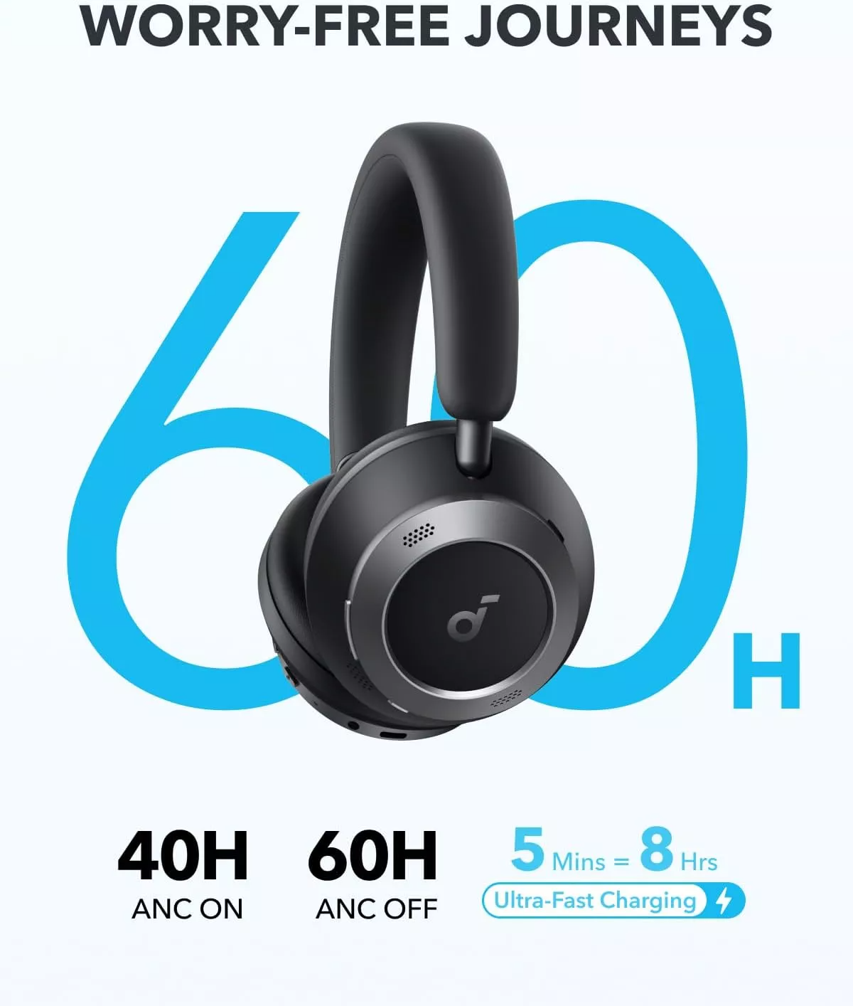 Handsfree Bluetooth Anker SoundCore Space One Pro, A2DP, ANC, Svart A3062G11