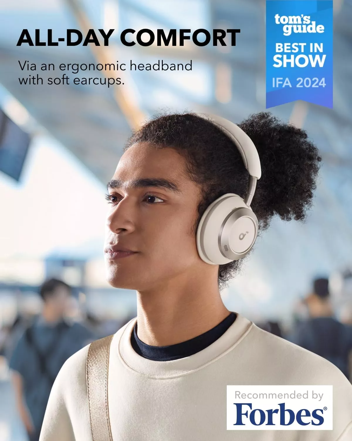 Handsfree Bluetooth Anker SoundCore Space One Pro, A2DP, ANC, Hvit A3062G21