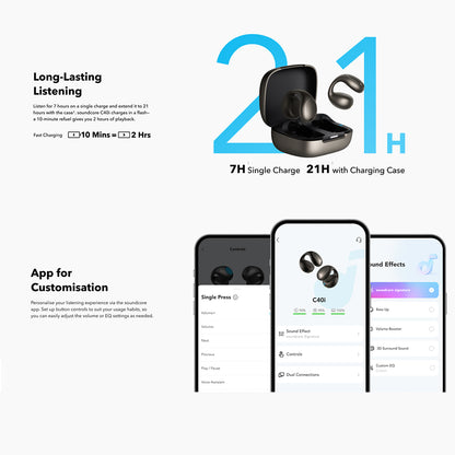 Handsfree Bluetooth Anker SoundCore C40i, TWS, MultiPoint, Svart A3331GZ1