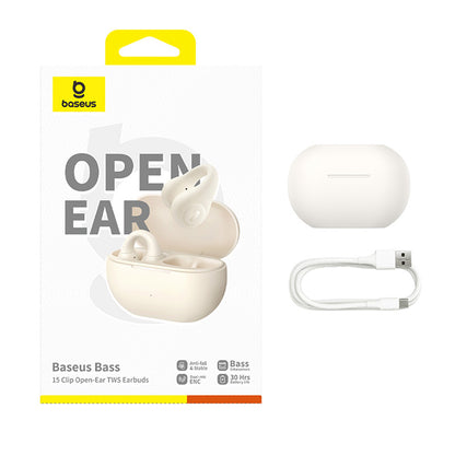 Handsfree Bluetooth Baseus Bass 15 Clip, TWS, Hvit A00079500223-00