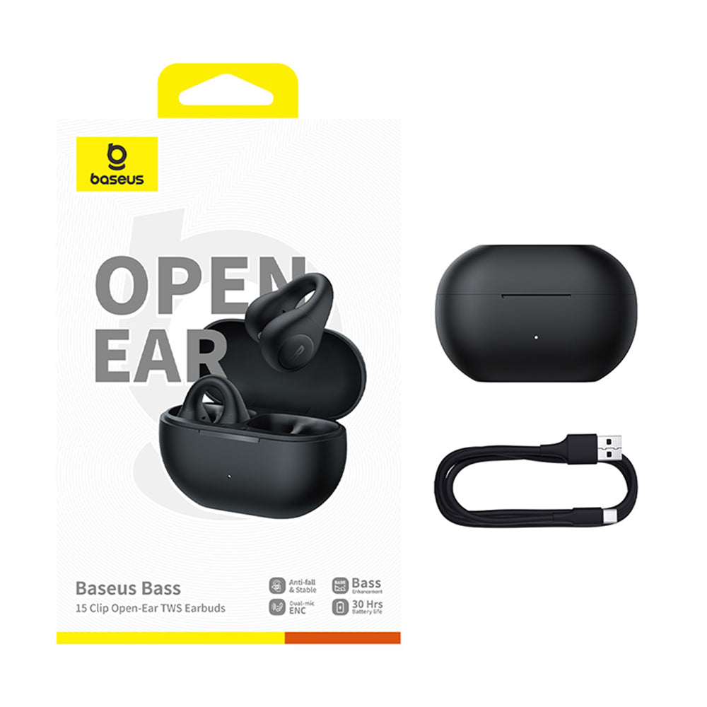Handsfree Bluetooth Baseus Bass 15 Clip, TWS, Svart A00079500113-00