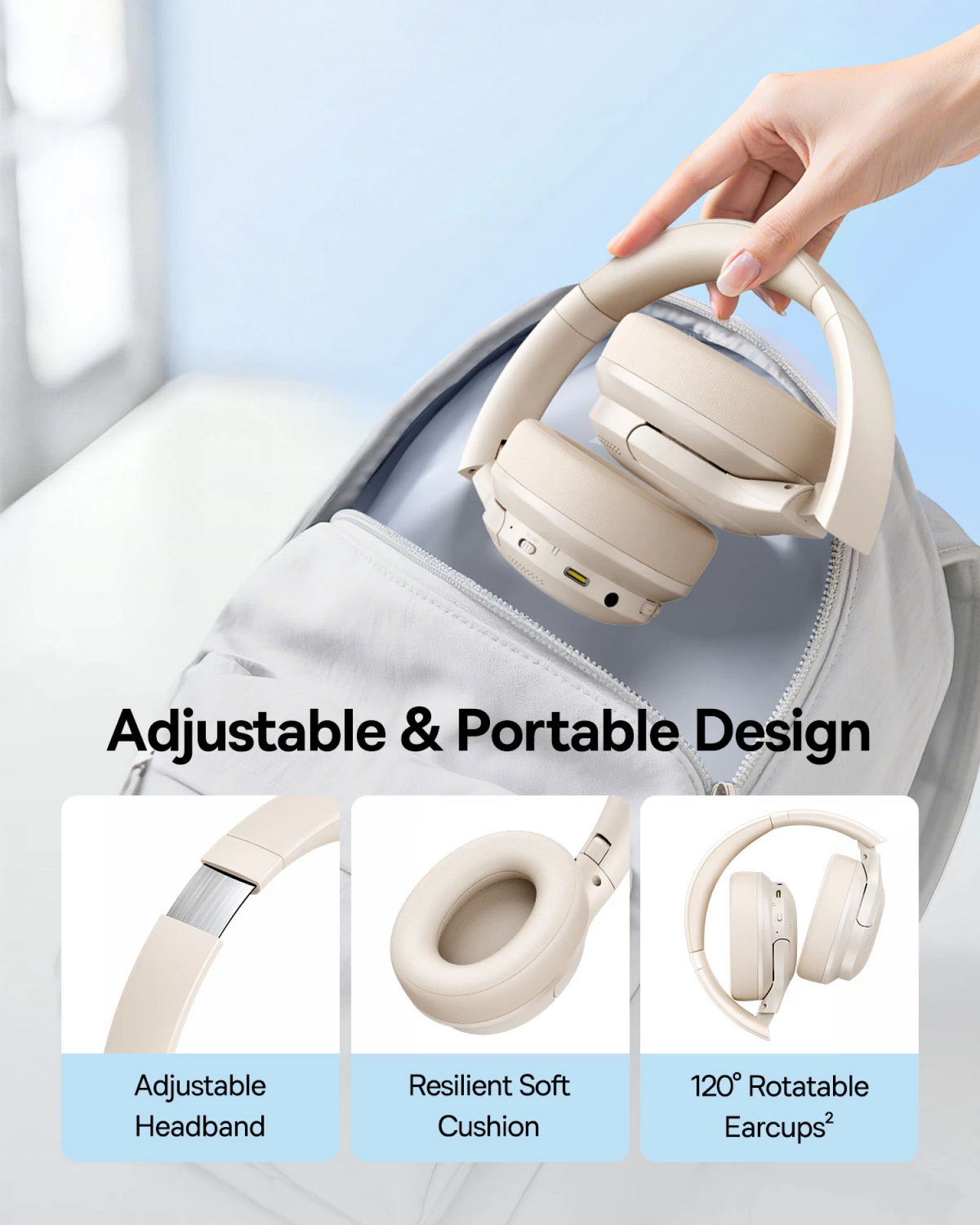 Baseus BH1 Lite Bluetooth-håndfri, A2DP, hvit A0203C02
