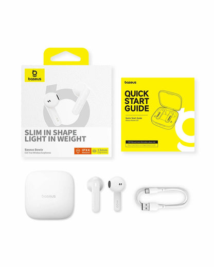 Håndfri Bluetooth Baseus Bowie E16, TWS, Hvit A00061900223-00 