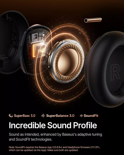 Handsfree Bluetooth Baseus Inspire XH1 Sound by Bose, A2DP, ANC, Svart A00085701123-00