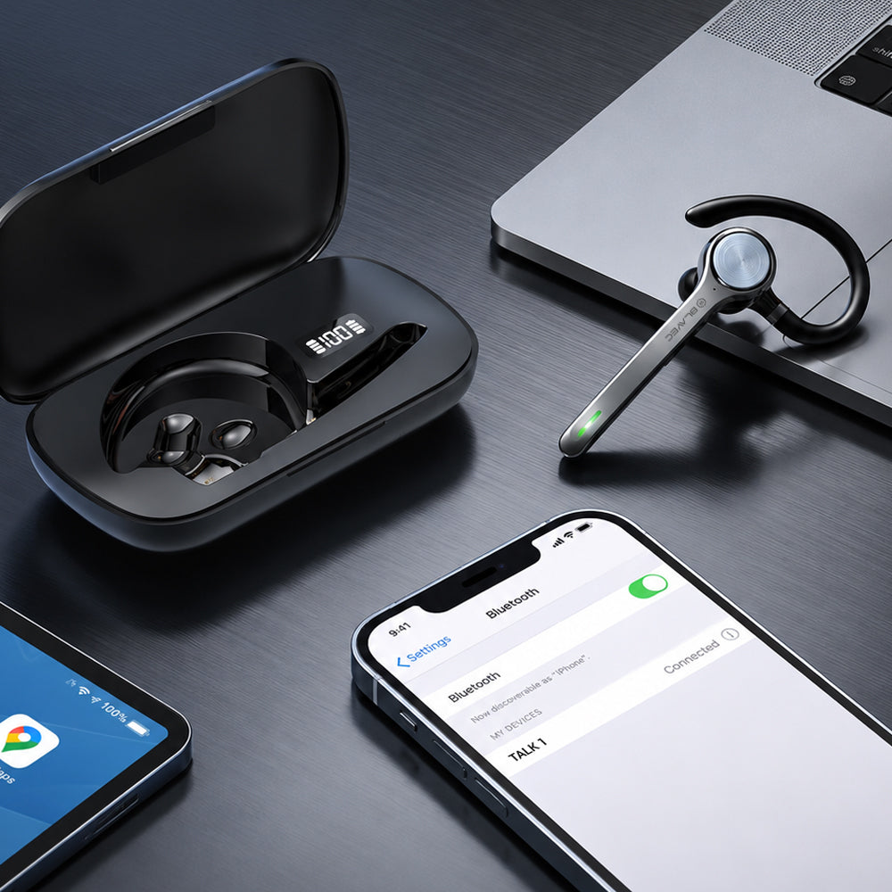 Blavec Talk 1 Bluetooth-håndfri, MultiPoint, A2DP, svart