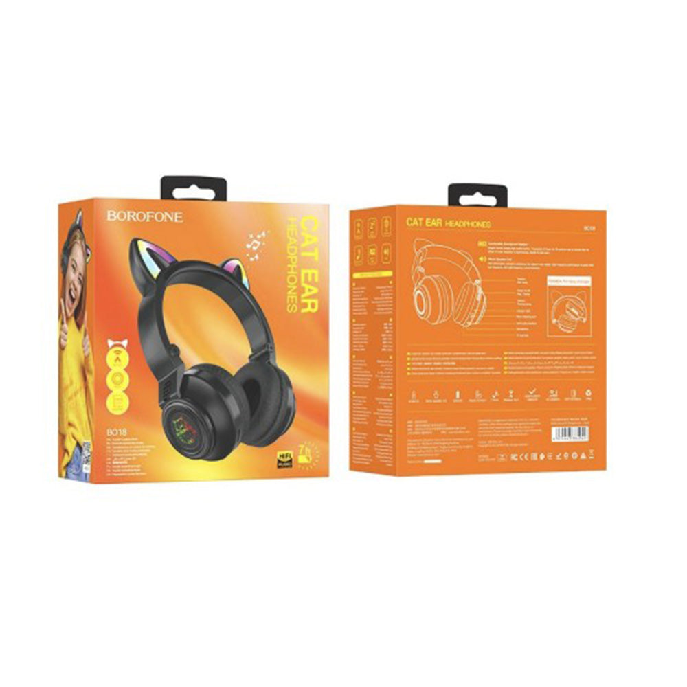 Handsfree Bluetooth Borofone BO18 Cat Ear, A2DP, Svart