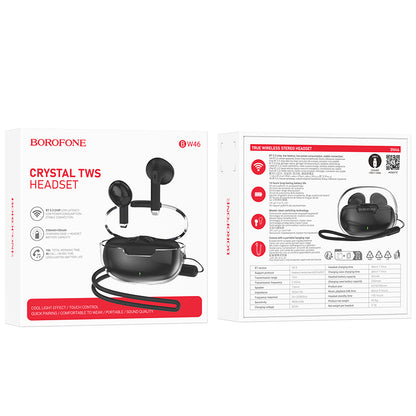 Handsfree Bluetooth Borofone BW46 Ice Flake, TWS, Svart