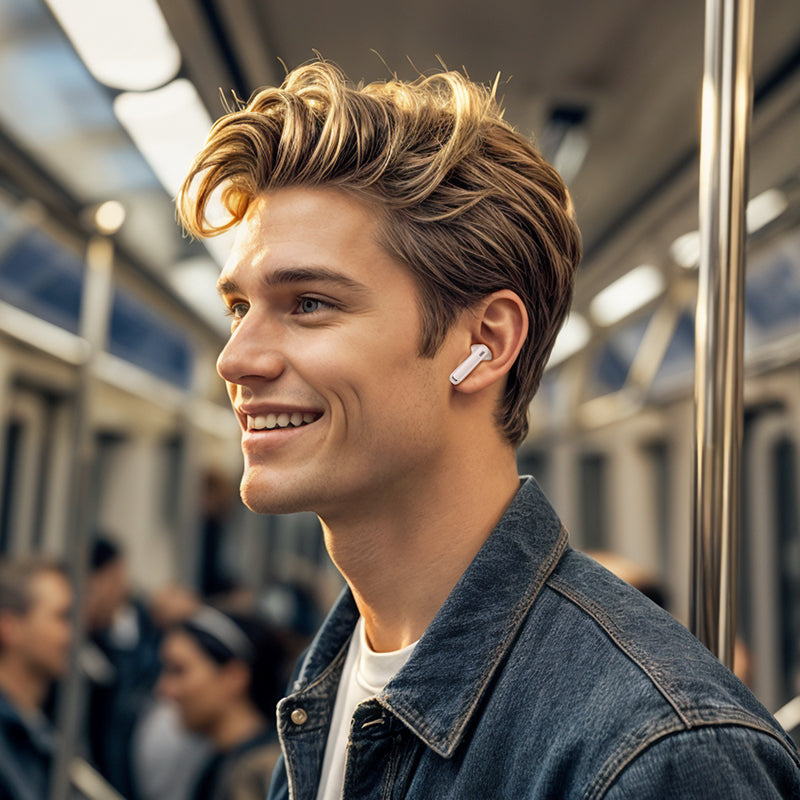 Handsfree Bluetooth Borofone FQ7 Treasure, TWS, ANC, MultiPoint, Hvit