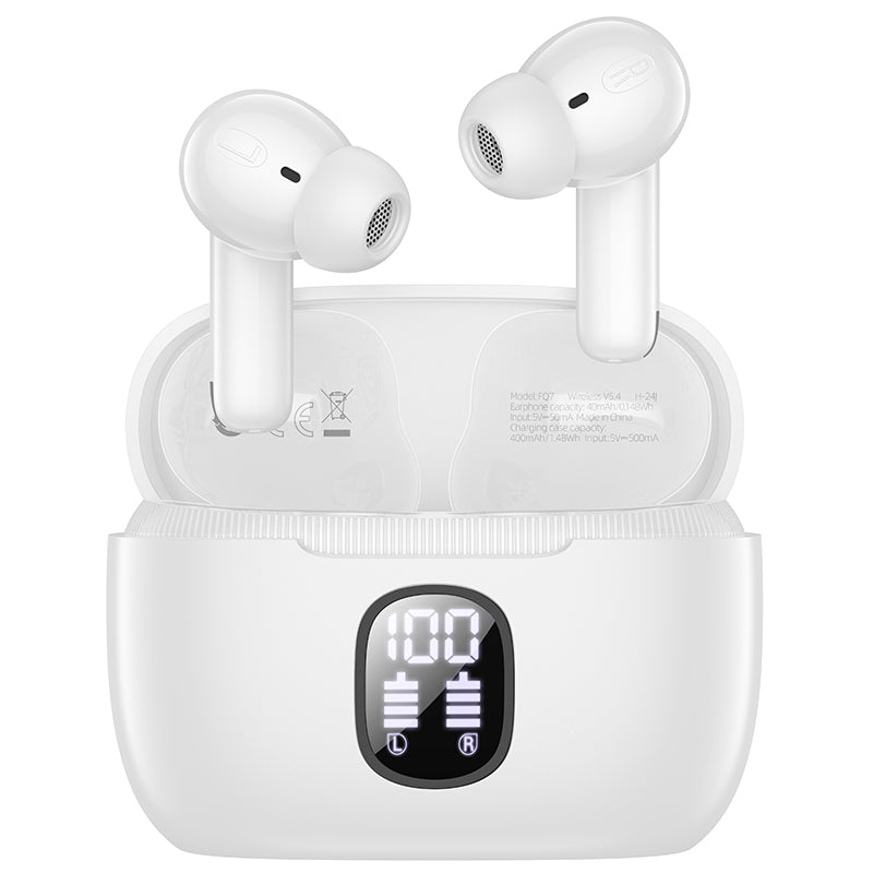 Handsfree Bluetooth Borofone FQ7 Treasure, TWS, ANC, MultiPoint, Hvit