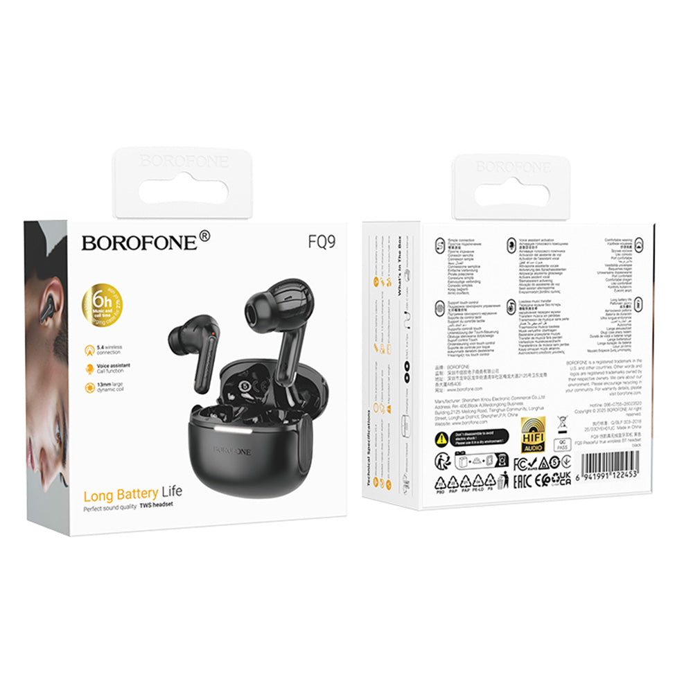 Handsfree Bluetooth Borofone FQ9 Peaceful, TWS, Svart