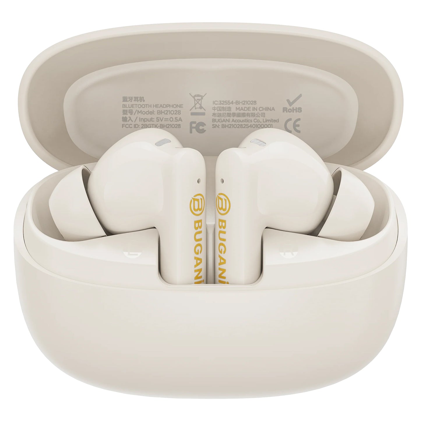 Handsfree Bluetooth Bugani Freebuds B20, TWS, ANC, Lys krem