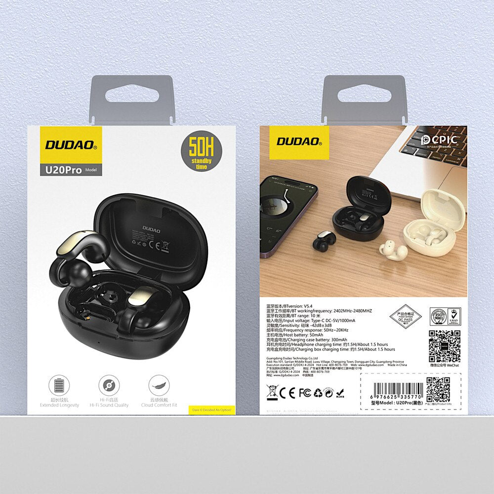 Handsfree Bluetooth Dudao U20, TWS, Svart