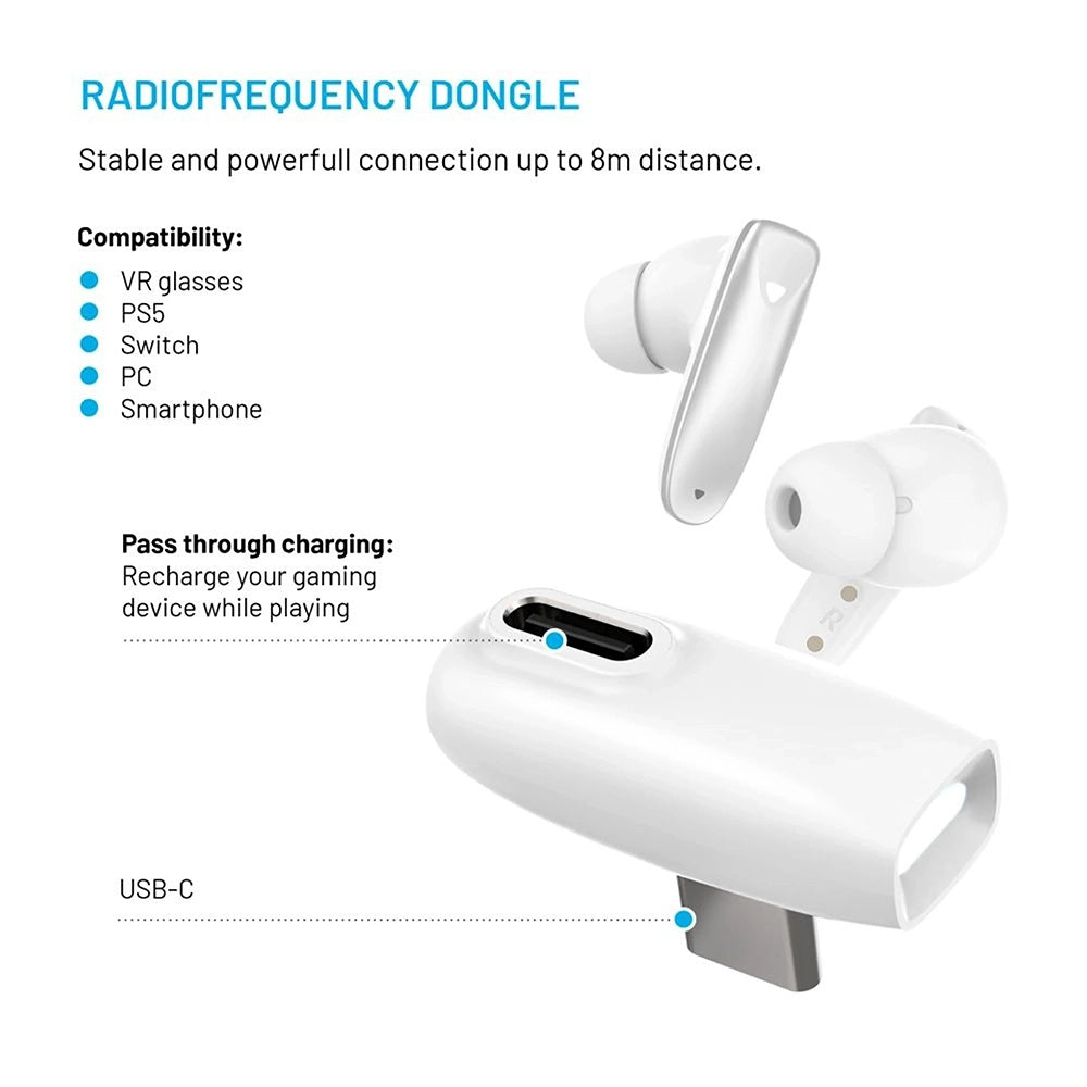 Handsfree Bluetooth Fixed Pods, TWS, Hvit