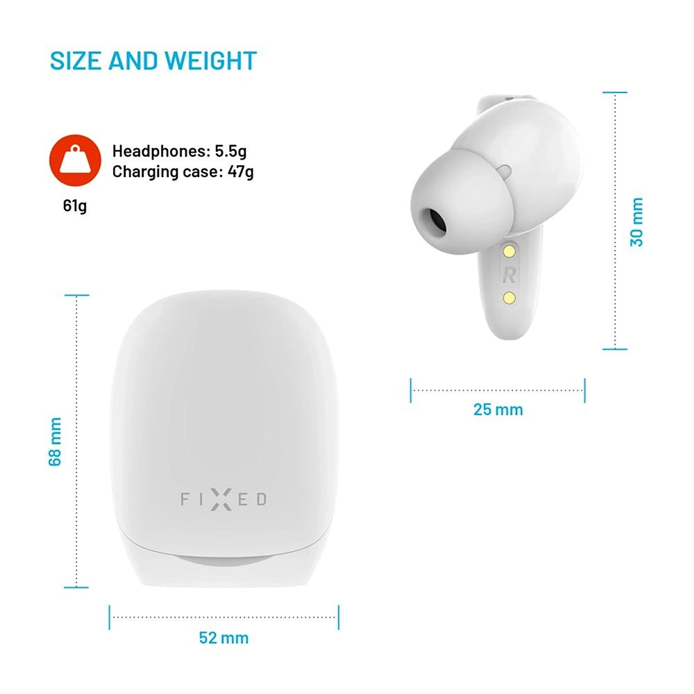 Handsfree Bluetooth Fixed Pods, TWS, Hvit