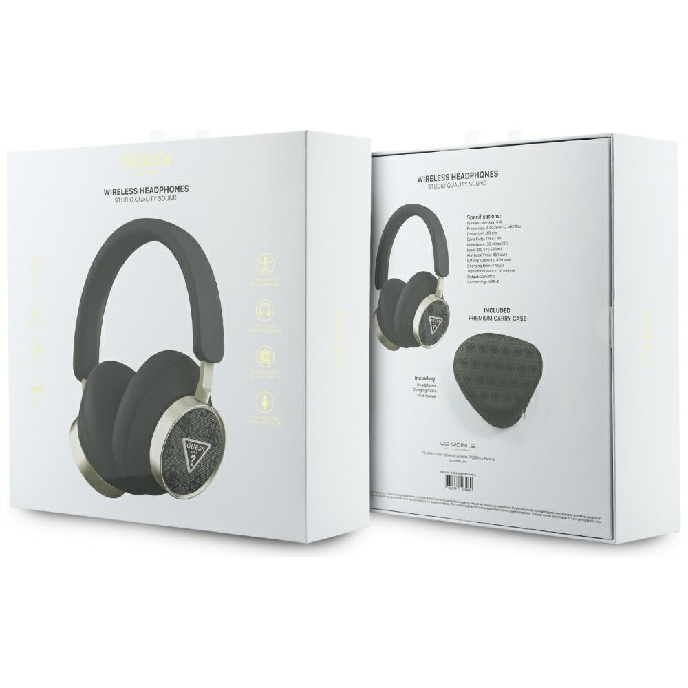 Handsfree Bluetooth Guess 4G Gold Triangle Logo, A2DP, Svart