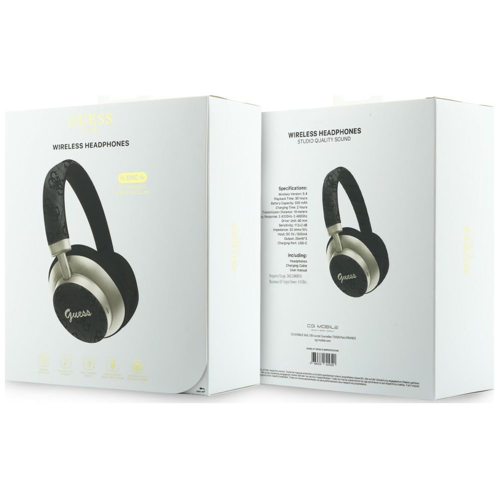 Handsfree Bluetooth Guess 4G Gold Script Metal, A2DP, Svart