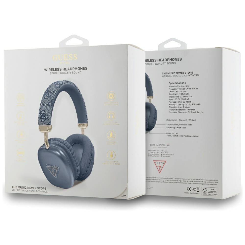 Handsfree Bluetooth Guess 4G Gull Trekant Logo, A2DP, Blå