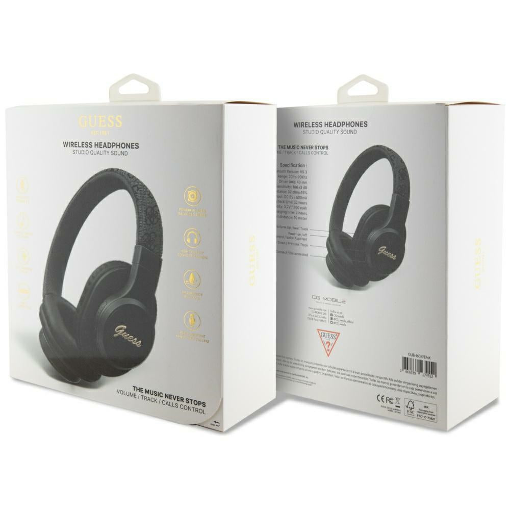 Handsfree Bluetooth Guess 4G Tone on Tone Script Logo, A2DP, Svart
