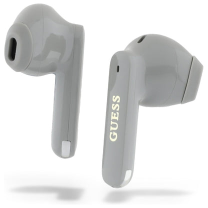 Handsfree Bluetooth Guess Elongated Metallic Printed Logo, TWS, Grå