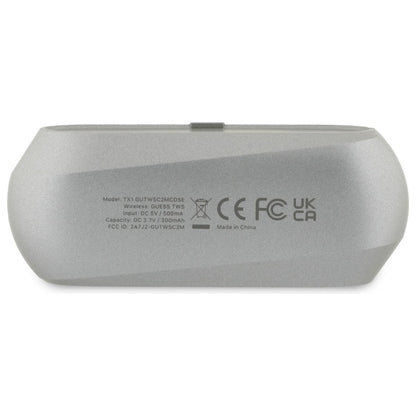 Handsfree Bluetooth Guess Elongated Metallic Printed Logo, TWS, Grå