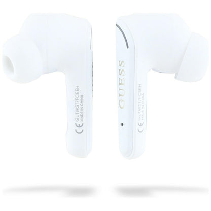 Handsfree Bluetooth Guess Flat Classic Logo Electroplated, TWS, Hvit