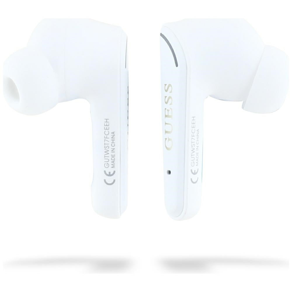Handsfree Bluetooth Guess Flat Classic Logo Electroplated, TWS, Hvit