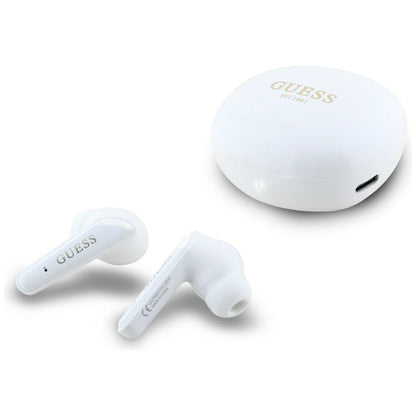 Handsfree Bluetooth Guess Flat Classic Logo Electroplated, TWS, Hvit