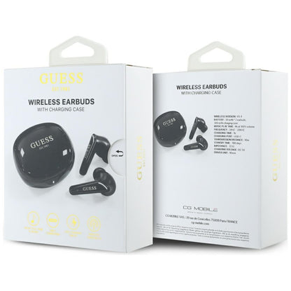 Handsfree Bluetooth Guess Flat Classic Logo Electroplated, TWS, Svart