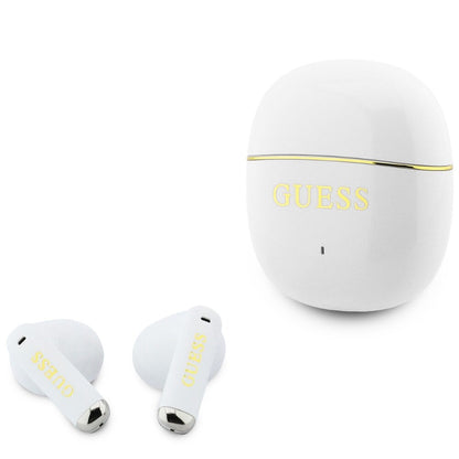 Handsfree Bluetooth Guess Glossy Gold Line Classic, TWS, Hvit