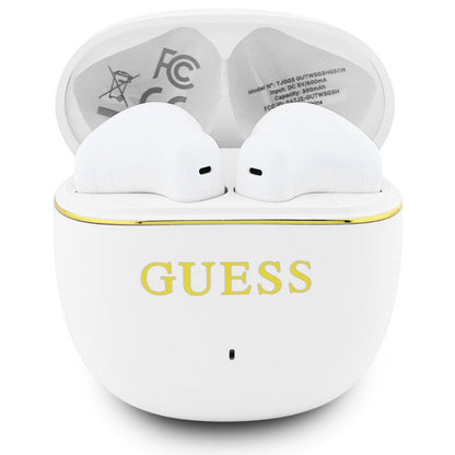 Handsfree Bluetooth Guess Glossy Gold Line Classic, TWS, Hvit
