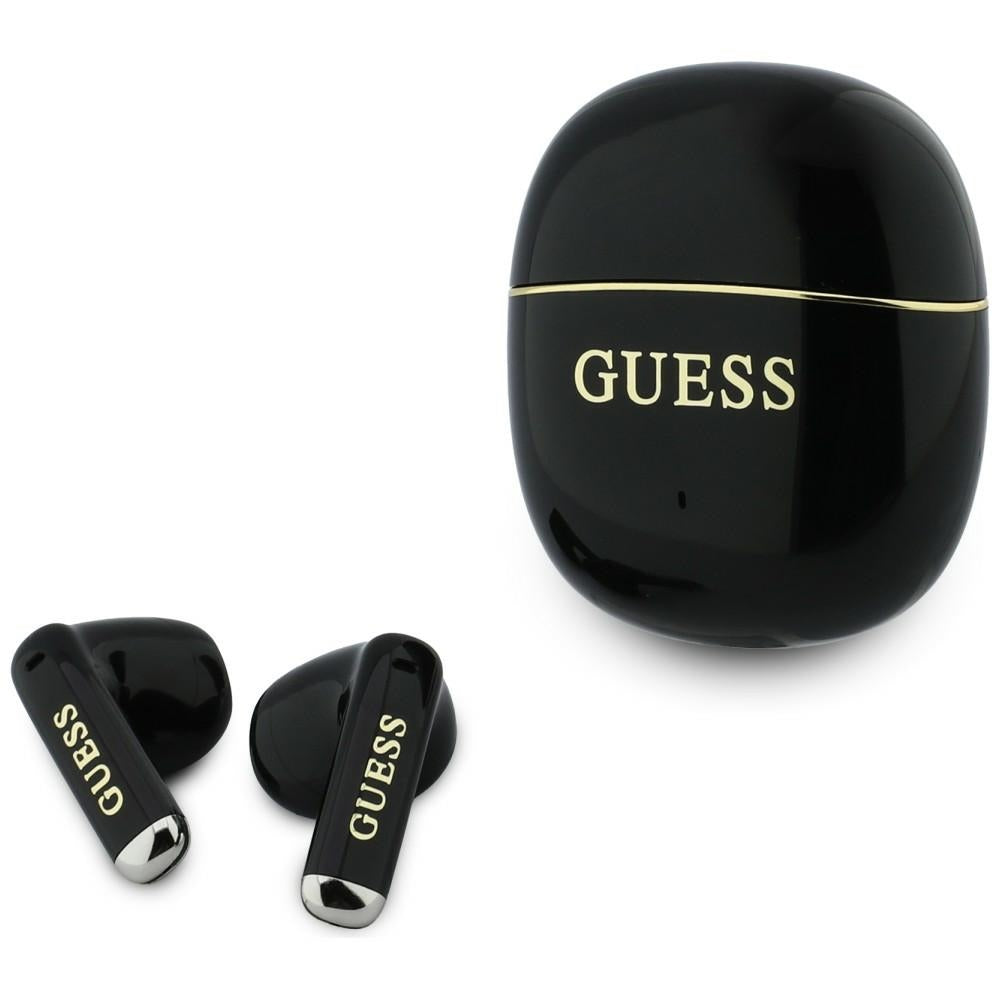 Handsfree Bluetooth Guess Glossy Gold Line Classic, TWS, Svart