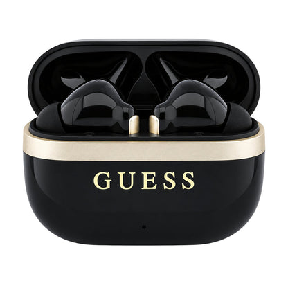 Guess Glossy Gold Line Printed Classic Logo Bluetooth-håndfrie ørepropper, TWS, svart