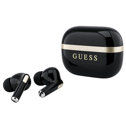 Guess Glossy Gold Line Printed Classic Logo Bluetooth-håndfrie ørepropper, TWS, svart