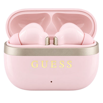 Guess Glossy Gold Line Printed Classic Logo Bluetooth-håndfrie ørepropper, TWS, rosa