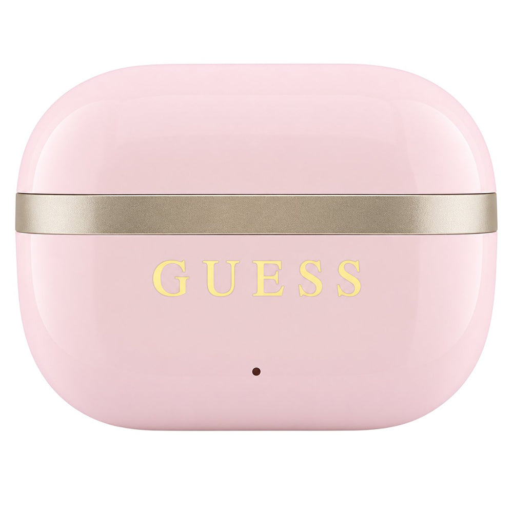 Guess Glossy Gold Line Printed Classic Logo Bluetooth-håndfrie ørepropper, TWS, rosa
