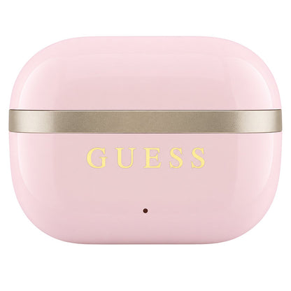 Guess Glossy Gold Line Printed Classic Logo Bluetooth-håndfrie ørepropper, TWS, rosa