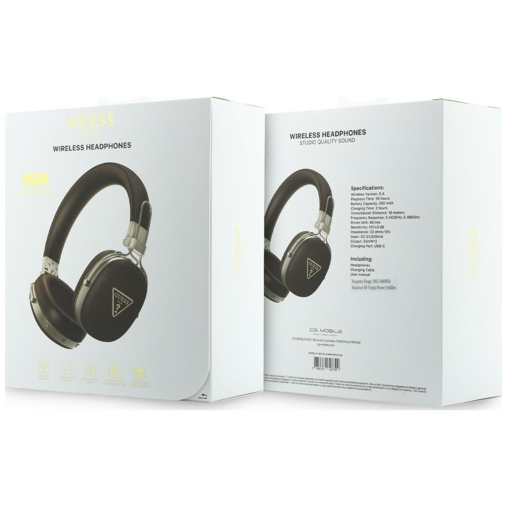 Handsfree Bluetooth Guess Grained Triangle Logo, A2DP, Brun