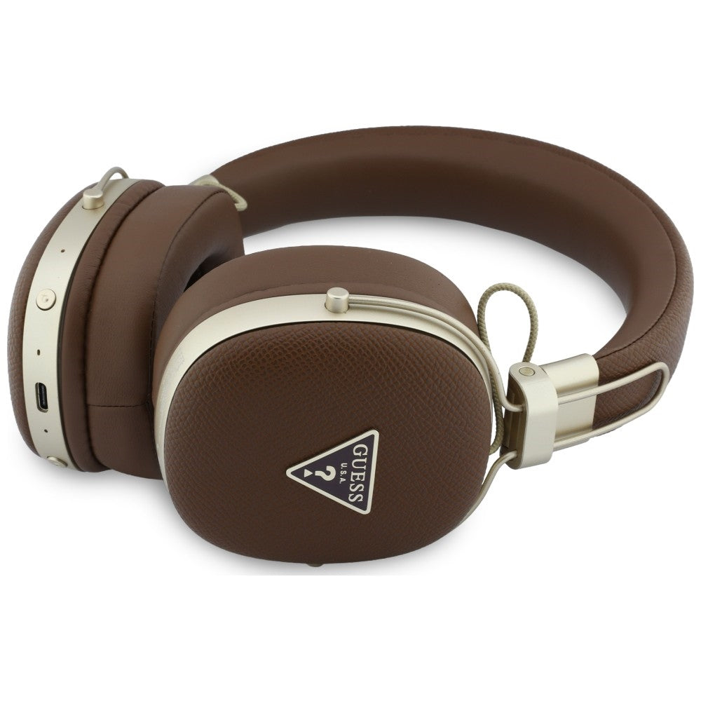 Handsfree Bluetooth Guess Grained Triangle Logo, A2DP, Brun