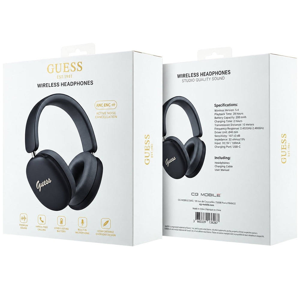 Guess Metal Script Logo Bluetooth-håndfri, A2DP, svart