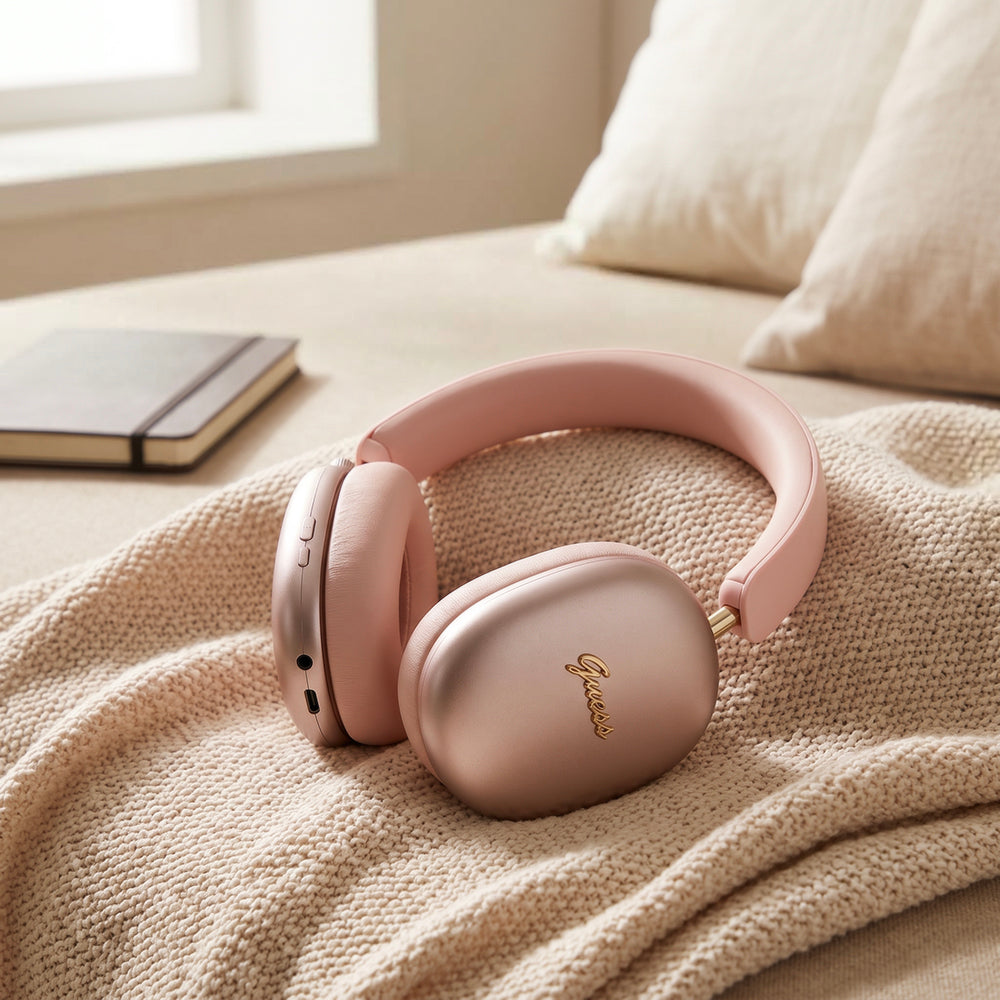 Guess Metal Script Logo Bluetooth-håndfrisett, A2DP, rosa