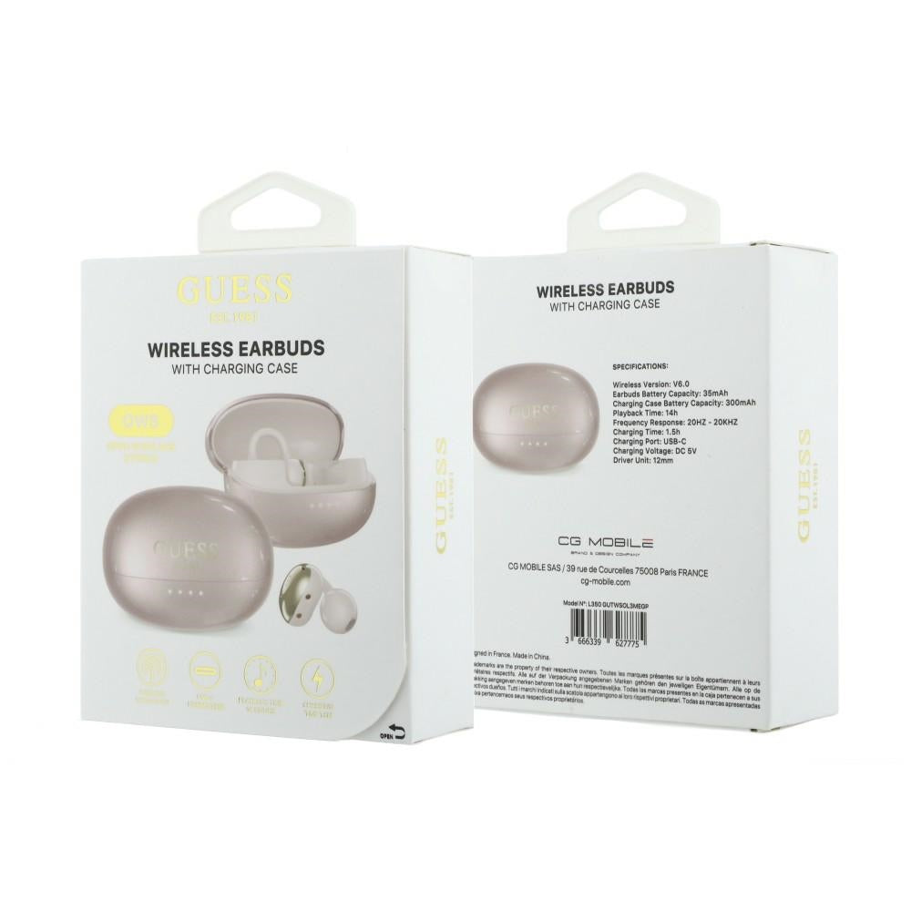Handsfree Bluetooth Guess Metallisk Finish Elektropletterte Deler Klassisk, TWS, Rosa