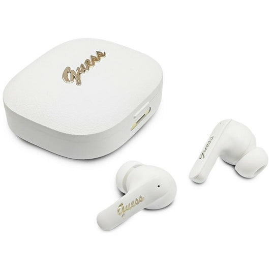 Handsfree Bluetooth Guess Script Metal Logo, TWS, Hvit