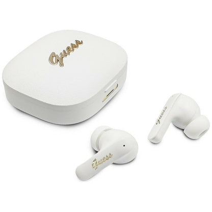 Handsfree Bluetooth Guess Script Metal Logo, TWS, Hvit