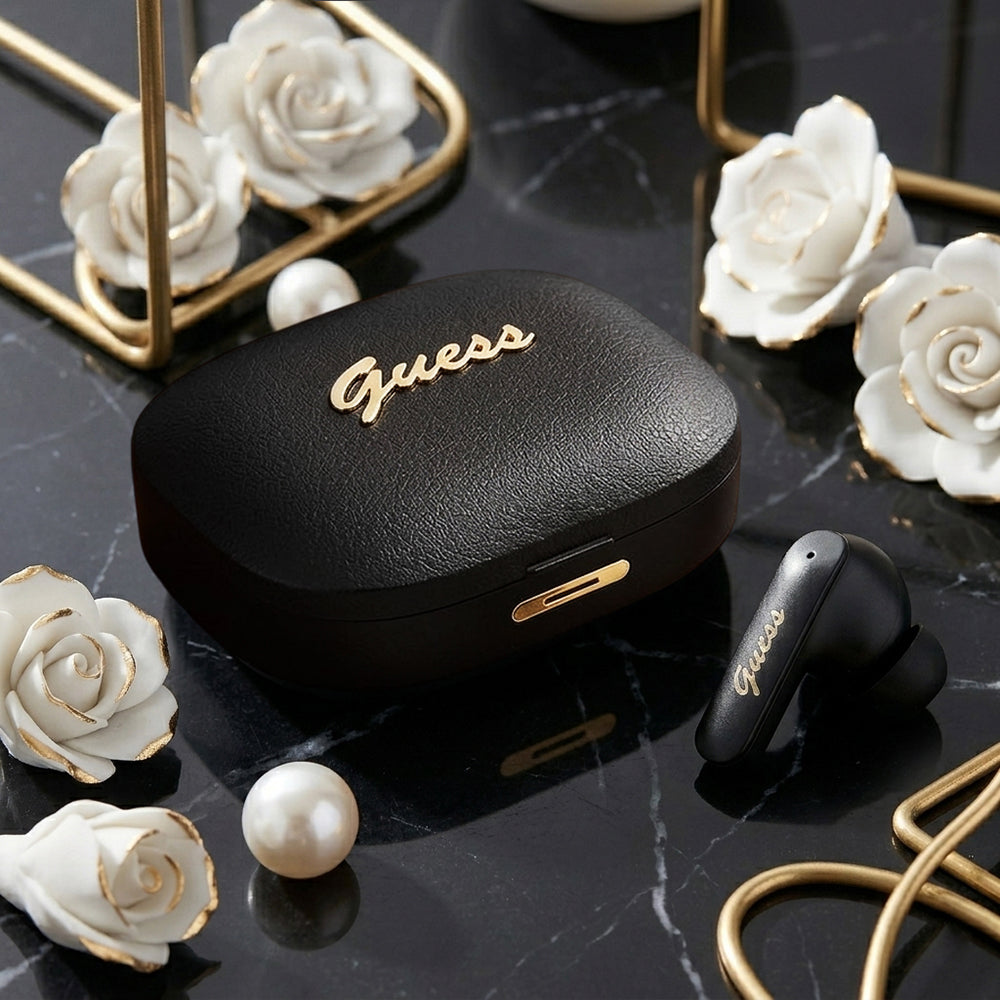 Handsfree Bluetooth Guess Script Metal Logo, TWS, Hvit