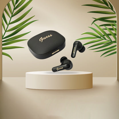 Handsfree Bluetooth Guess Script Metal Logo, TWS, Svart