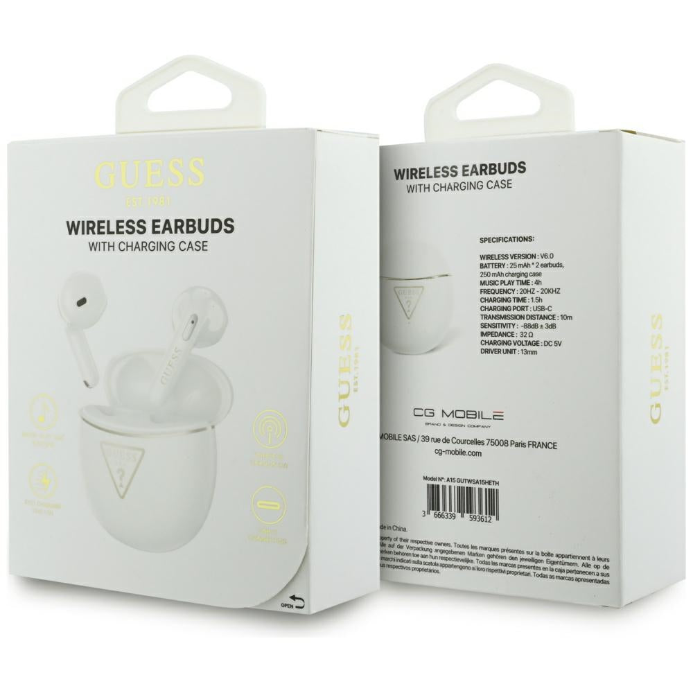 Handsfree Bluetooth Guess Script Print, TWS, Hvit